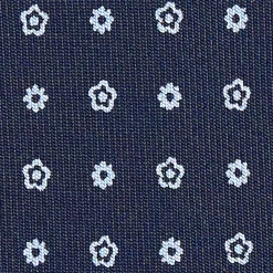 CRAVATTA SARTORIALE CLASSICA IN SETA BLU SCURO Microfantasia fiore
