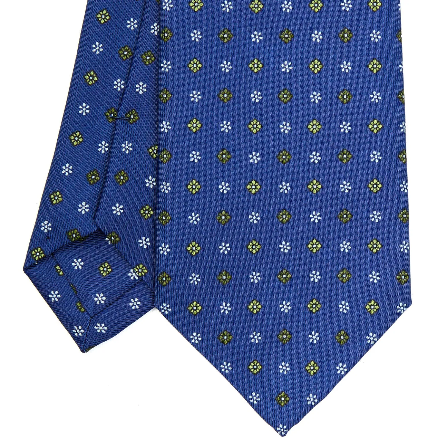 CRAVATTA SARTORIALE CLASSICA IN SETA BLU Microfantasia fiore