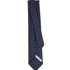 CRAVATTA SARTORIALE CLASSICA IN SETA BLU SCURO Microfantasia fiore