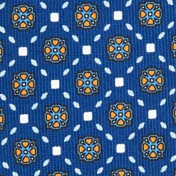 CRAVATTA SARTORIALE CLASSICA IN SETA BLU Microfantasia fiore