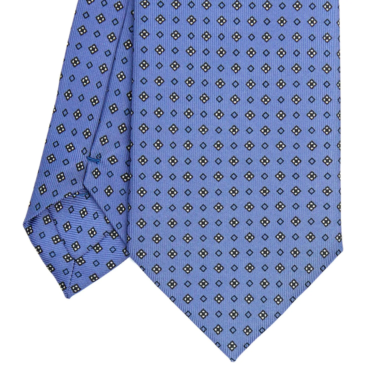 CRAVATTA SARTORIALE CLASSICA IN SETA AZZURRO POLVERE Microfantasia fiore