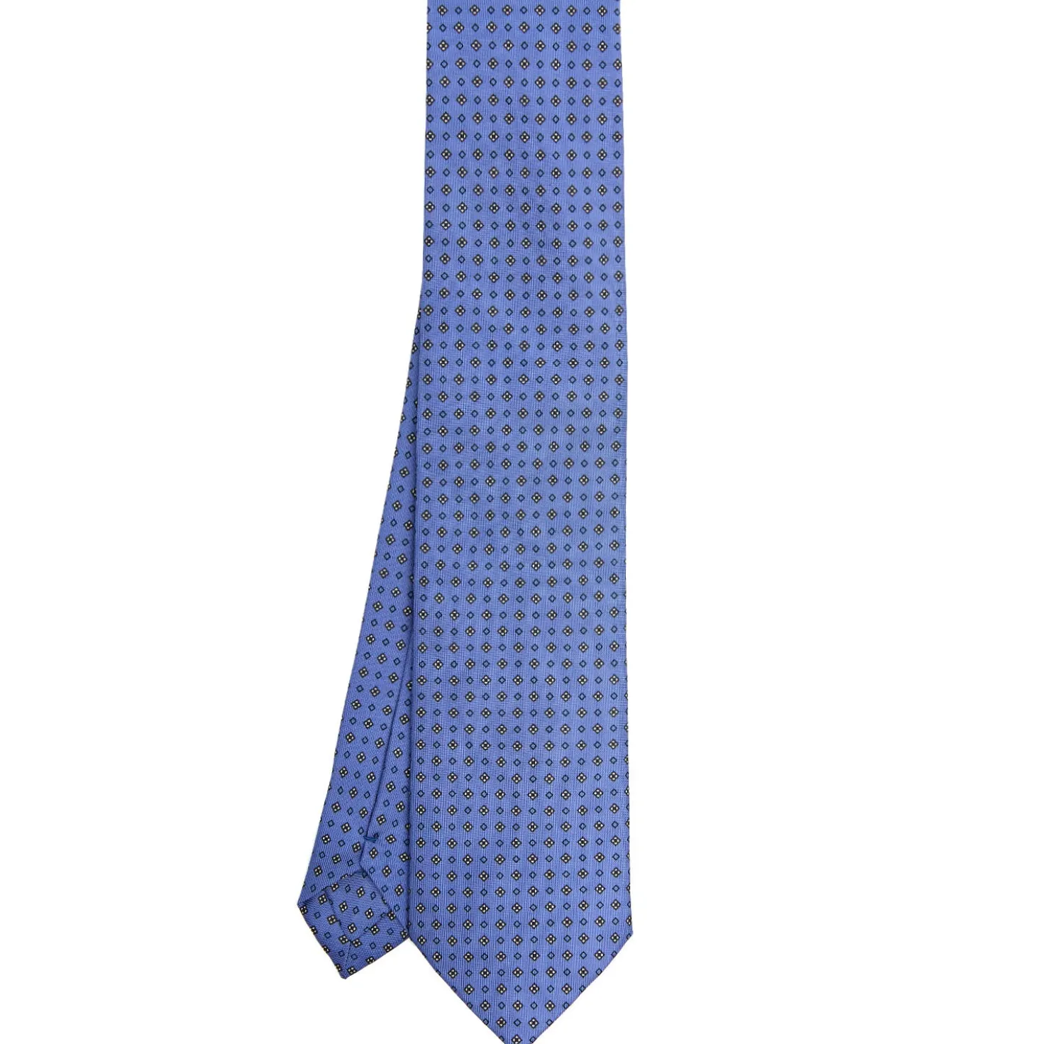 CRAVATTA SARTORIALE CLASSICA IN SETA AZZURRO POLVERE Microfantasia fiore
