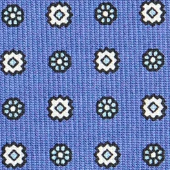 CRAVATTA SARTORIALE CLASSICA IN SETA AZZURRO POLVERE Microfantasia fiore
