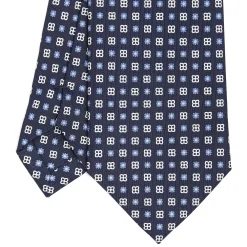 CRAVATTA SARTORIALE CLASSICA IN SETA BLU SCURO Microfantasia fiore