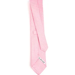 CRAVATTA SARTORIALE CLASSICA IN SETA ROSA Microfantasia fiore