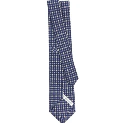 CRAVATTA SARTORIALE CLASSICA IN SETA BLU SCURO Microfantasia fiore