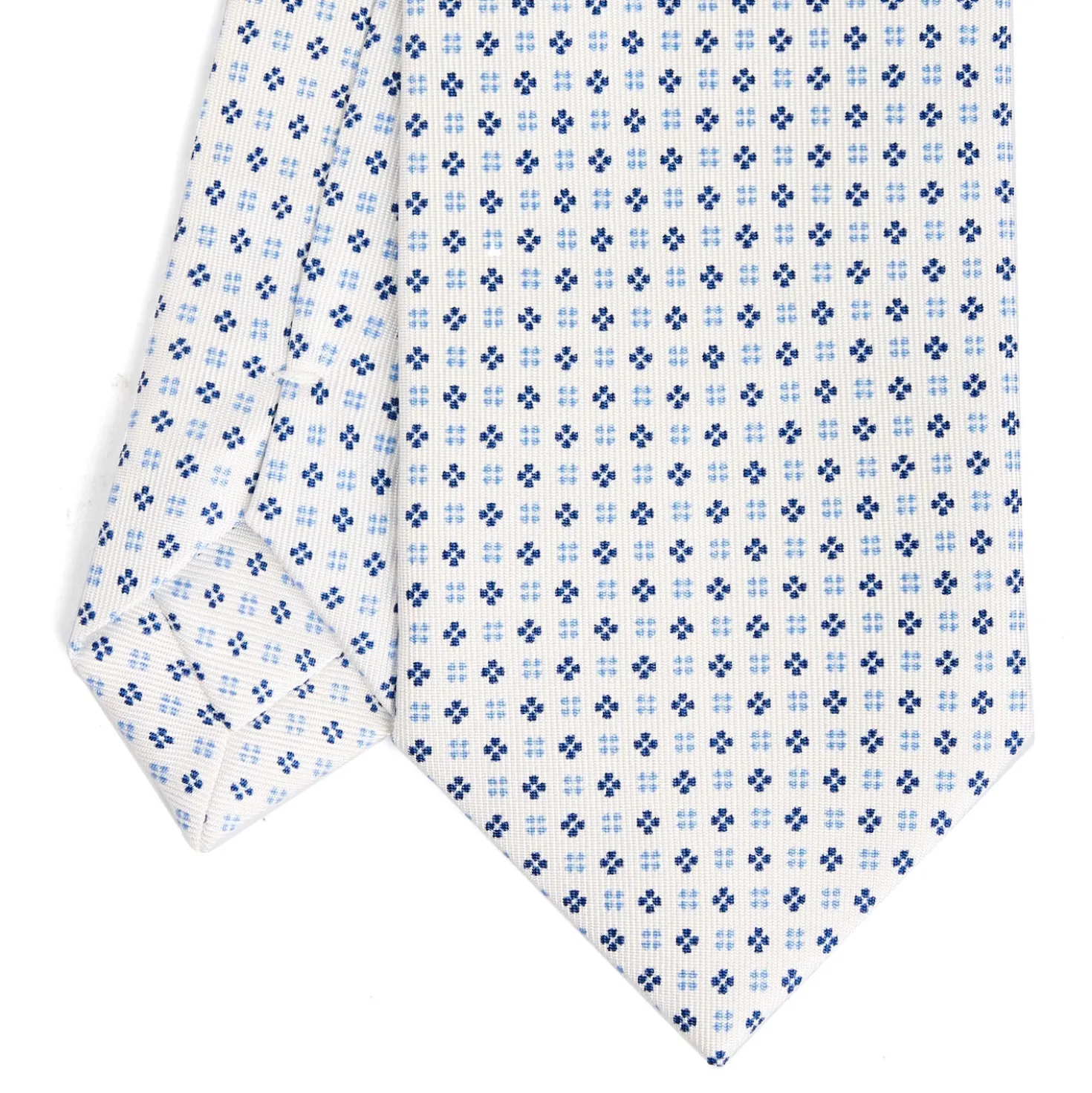 CRAVATTA SARTORIALE CLASSICA IN SETA BIANCA Microfantasia fiore