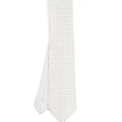 CRAVATTA SARTORIALE CLASSICA IN SETA BIANCA Microfantasia fiore