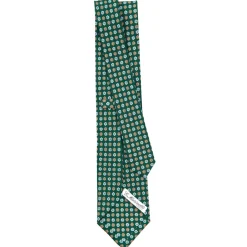 CRAVATTA SARTORIALE CLASSICA IN SETA VERDE SCURO Microfantasia fiore
