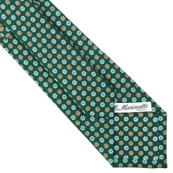 CRAVATTA SARTORIALE CLASSICA IN SETA VERDE SCURO Microfantasia fiore