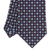 CRAVATTA SARTORIALE CLASSICA IN SETA BLU SCURO Microfantasia fiore