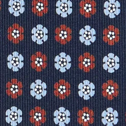 CRAVATTA SARTORIALE CLASSICA IN SETA BLU SCURO Microfantasia fiore
