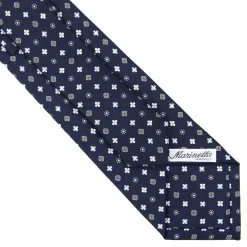 CRAVATTA SARTORIALE CLASSICA IN SETA BLU SCURO Microfantasia fiore