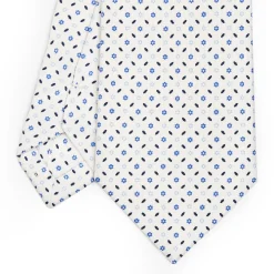 CRAVATTA SARTORIALE CLASSICA IN SETA BIANCA Microfantasia fiore