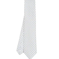 CRAVATTA SARTORIALE CLASSICA IN SETA BIANCA Microfantasia fiore