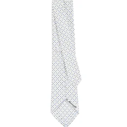CRAVATTA SARTORIALE CLASSICA IN SETA BIANCA Microfantasia fiore
