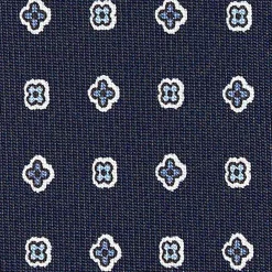 CRAVATTA SARTORIALE CLASSICA IN SETA BLU SCURO Microfantasia fiore
