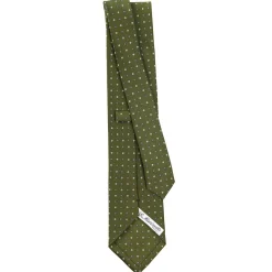 CRAVATTA SARTORIALE CLASSICA IN SETA VERDE OLIVA Microfantasia fiore