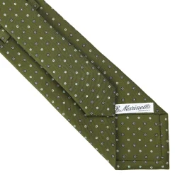 CRAVATTA SARTORIALE CLASSICA IN SETA VERDE OLIVA Microfantasia fiore