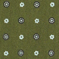 CRAVATTA SARTORIALE CLASSICA IN SETA VERDE OLIVA Microfantasia fiore