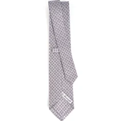CRAVATTA SARTORIALE CLASSICA IN SETA GRIGIO CHIARO Microfantasia fiore