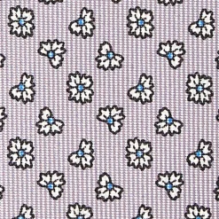 CRAVATTA SARTORIALE CLASSICA IN SETA GRIGIO CHIARO Microfantasia fiore