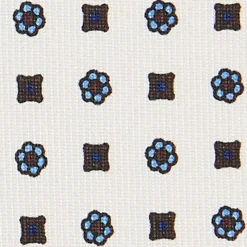 CRAVATTA SARTORIALE CLASSICA IN SETA BIANCA Microfantasia fiore