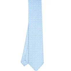 CRAVATTA SARTORIALE CLASSICA IN SETA AZZURRO Microfantasia fiore