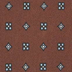 CRAVATTA SARTORIALE CLASSICA IN SETA MARRONE SCURO Microfantasia fiore