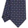 CRAVATTA SARTORIALE CLASSICA IN SETA BLU SCURO Microfantasia fiore