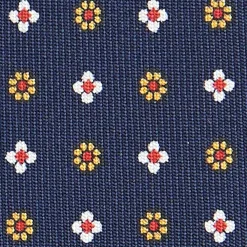 CRAVATTA SARTORIALE CLASSICA IN SETA BLU SCURO Microfantasia fiore