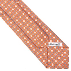 CRAVATTA SARTORIALE CLASSICA IN SETA ARANCIONE Microfantasia fiore