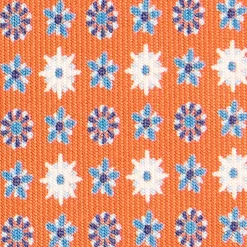 CRAVATTA SARTORIALE CLASSICA IN SETA ARANCIONE Microfantasia fiore