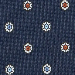 CRAVATTA SARTORIALE CLASSICA IN SETA BLU SCURO Microfantasia fiore