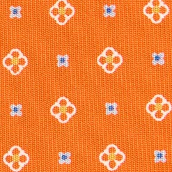 CRAVATTA SARTORIALE CLASSICA IN SETA ARANCIONE Microfantasia fiore