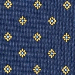 CRAVATTA SARTORIALE CLASSICA IN SETA BLU SCURO Microfantasia fiore
