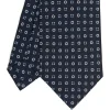 CRAVATTA SARTORIALE CLASSICA IN SETA BLU SCURO Microfantasia fiore