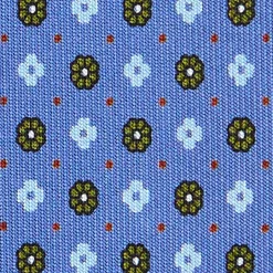 CRAVATTA SARTORIALE CLASSICA IN SETA AZZURRO POLVERE Microfantasia fiore