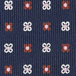 CRAVATTA SARTORIALE CLASSICA IN SETA BLU SCURO Microfantasia fiore