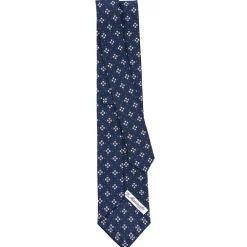 CRAVATTA SARTORIALE CLASSICA IN SETA BLU SCURO Microfantasia fiore