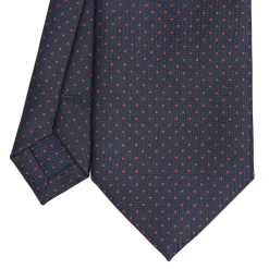 CRAVATTA SARTORIALE CLASSICA IN SETA BLU SCURO Pois