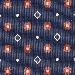 CRAVATTA SARTORIALE CLASSICA IN SETA BLU SCURO Microfantasia fiore