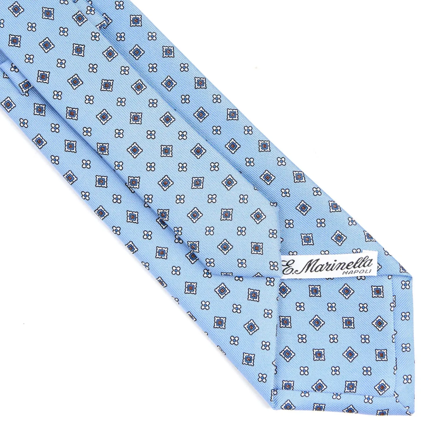 CRAVATTA SARTORIALE CLASSICA IN SETA AZZURRA Microfantasia fiore