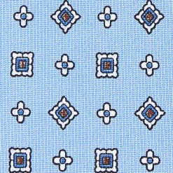 CRAVATTA SARTORIALE CLASSICA IN SETA AZZURRA Microfantasia fiore