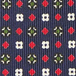 CRAVATTA SARTORIALE CLASSICA IN SETA BLU SCURO Microfantasia fiore