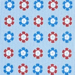 CRAVATTA SARTORIALE CLASSICA IN SETA AZZURRA Microfantasia fiore