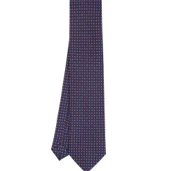 CRAVATTA SARTORIALE CLASSICA IN SETA BLU SCURO Microfantasia fiore