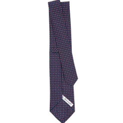 CRAVATTA SARTORIALE CLASSICA IN SETA BLU SCURO Microfantasia fiore