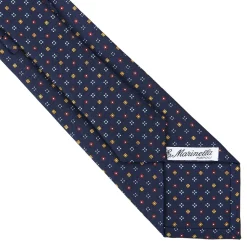 CRAVATTA SARTORIALE CLASSICA IN SETA BLU SCURO Microfantasia fiore