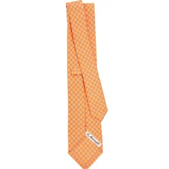 CRAVATTA SARTORIALE CLASSICA IN SETA ARANCIONE Microfantasia fiore